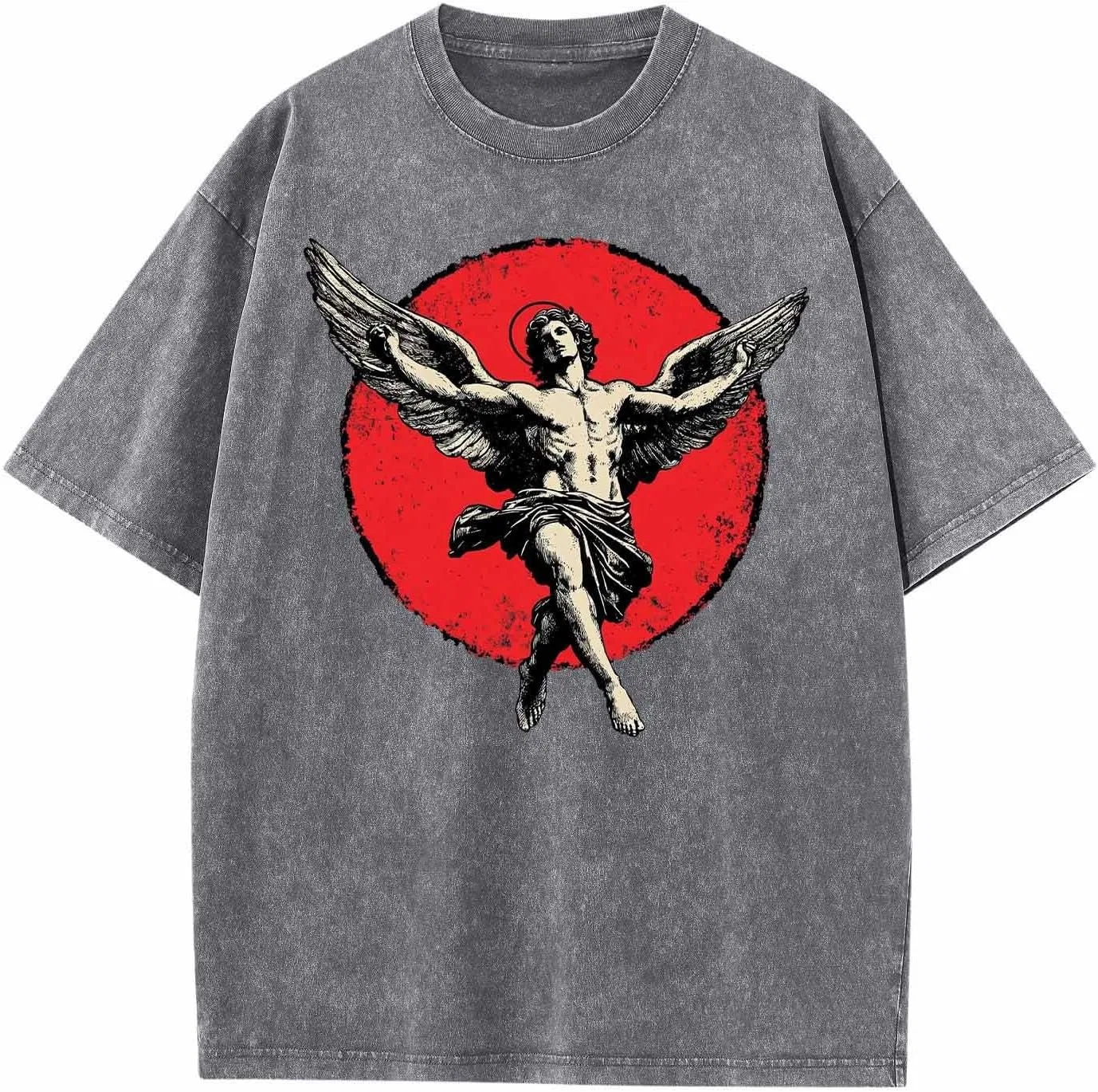 Мужская футболка оверсайз с 3D-принтом, Vintage Washed, Gray