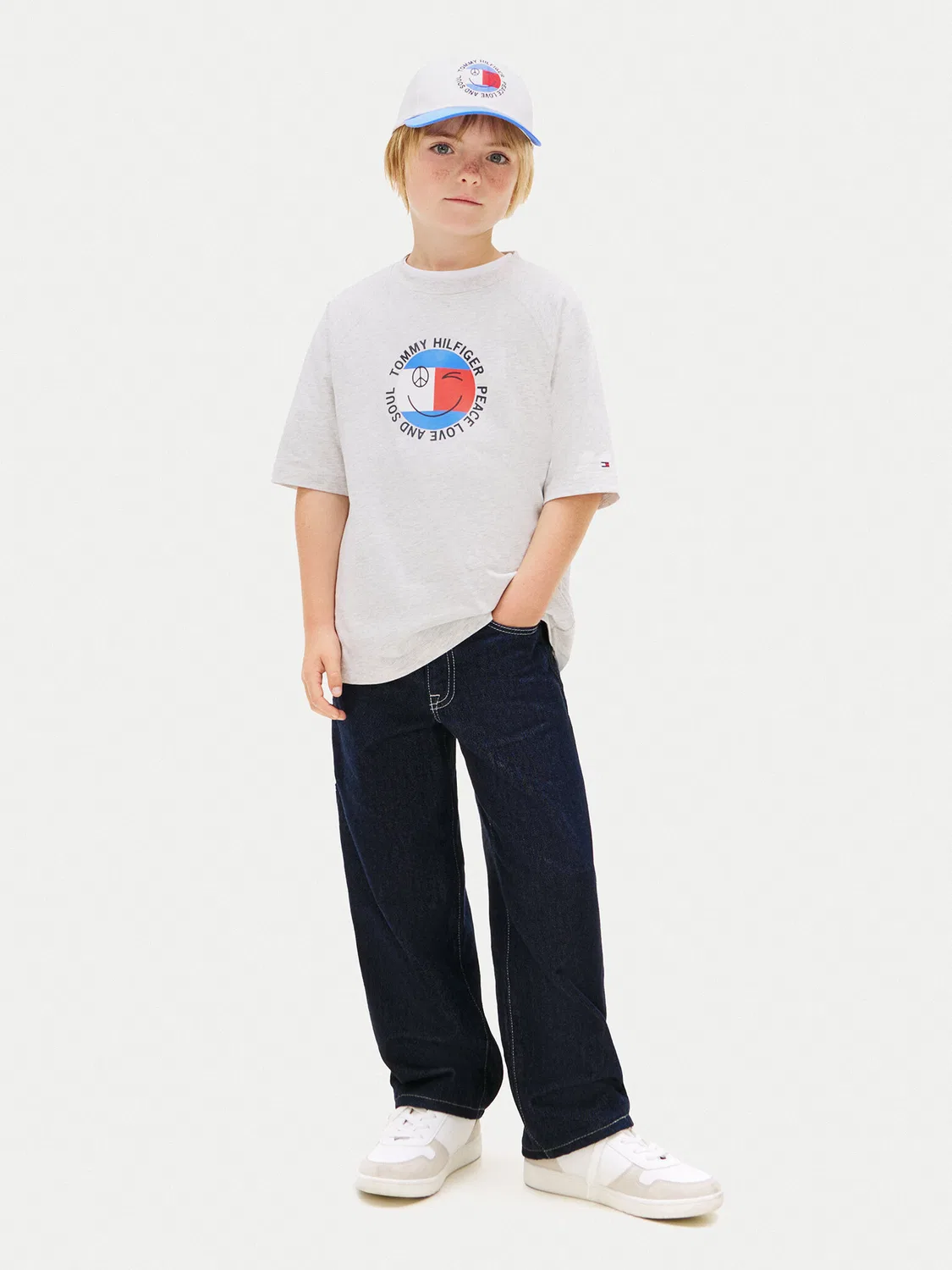 Футболка стандартного кроя для мальчика Smiley Flag Tommy Hilfiger, серый — фото 2