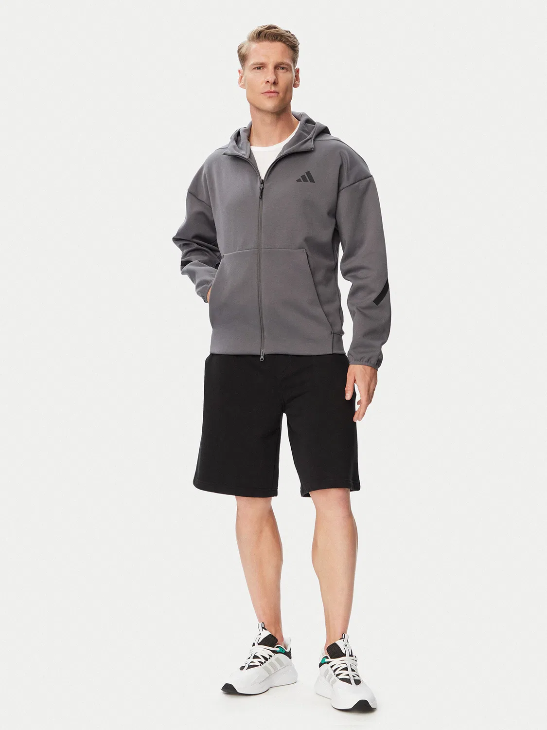 Мужская толстовка стандартного кроя Z.N.E. Full Zip Adidas, серый — фото 2