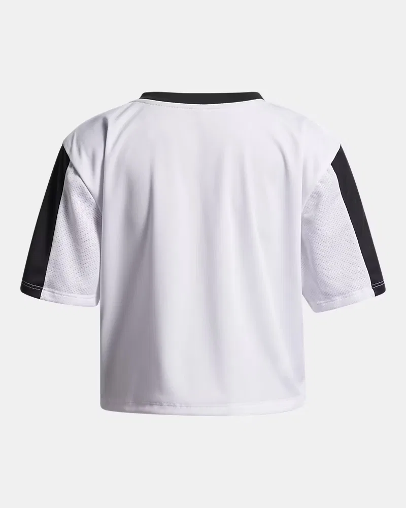 Футболка для девочек с V-образным вырезом UA Tech Boxy UnderArmour, White/Black — фото 2