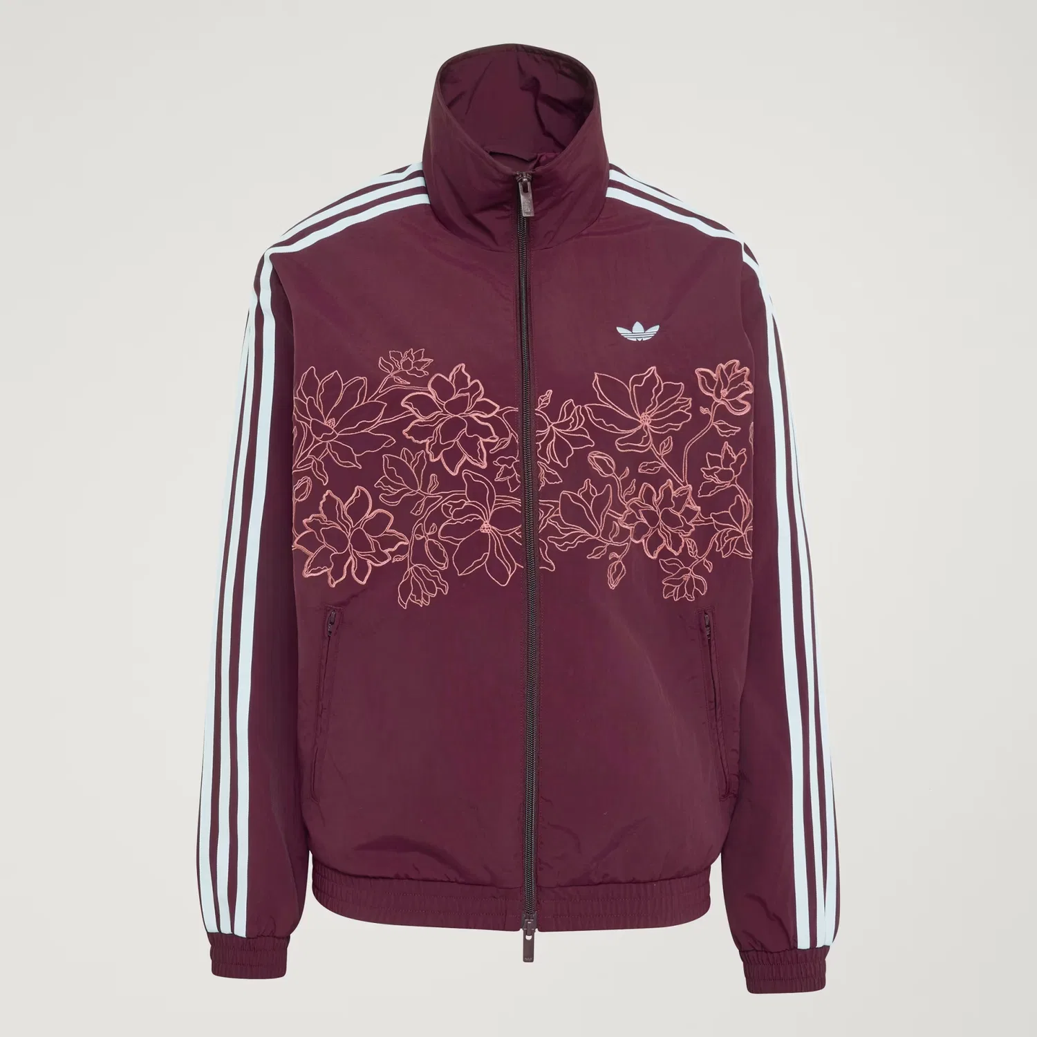 Женская спортивная куртка свободного кроя с цветочным принтом Floral GFX Firebird Adidas Originals, бордовый — фото 4