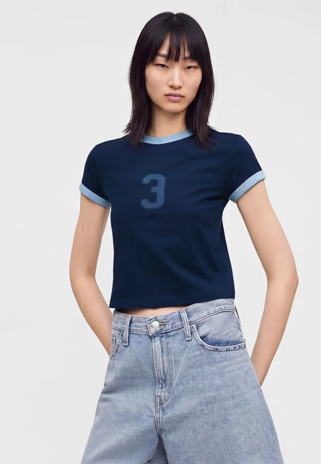 Футболка с графическим принтом - футболка с контрастной отделкой Adidas Originals, Night Indigo — фото 4