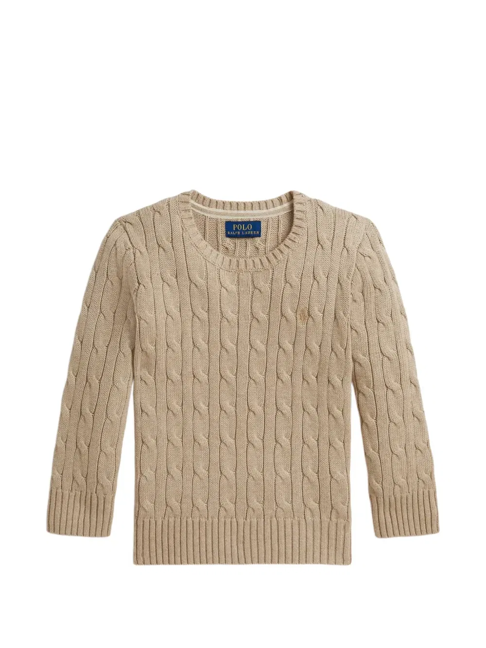 Свитер фактурной вязки с круглым вырезом Polo Ralph Lauren Kids, бежевый