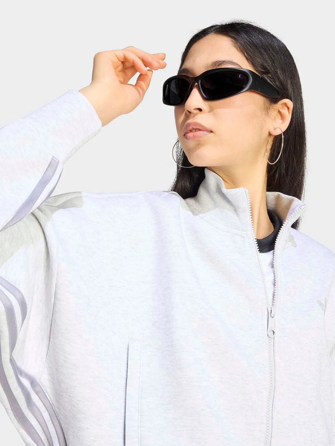 Толстовка оверсайз Spacer Track Top adidas originals, серый — фото 4