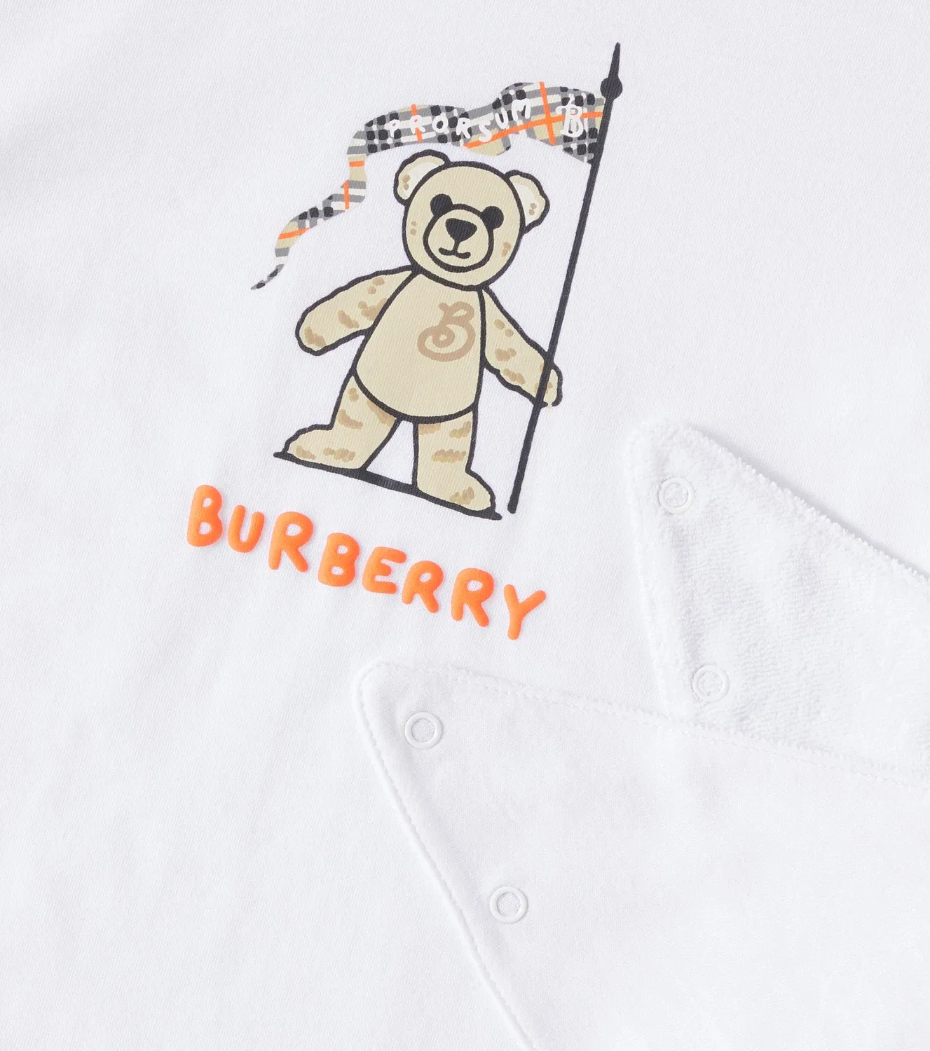 Комплект из комбинезона и слюнявчика хлопковый Burberry Kids, белый — фото 3