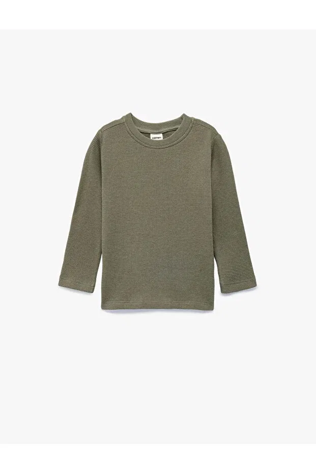 Детская футболка для мальчиков хлопковая с длинным рукавом Koton, Khaki