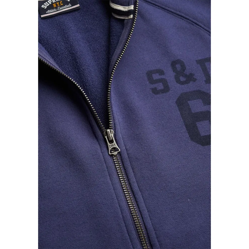 Худи с полной застежкой-молнией Athletic Essential Through Track Superdry, синий — фото 4