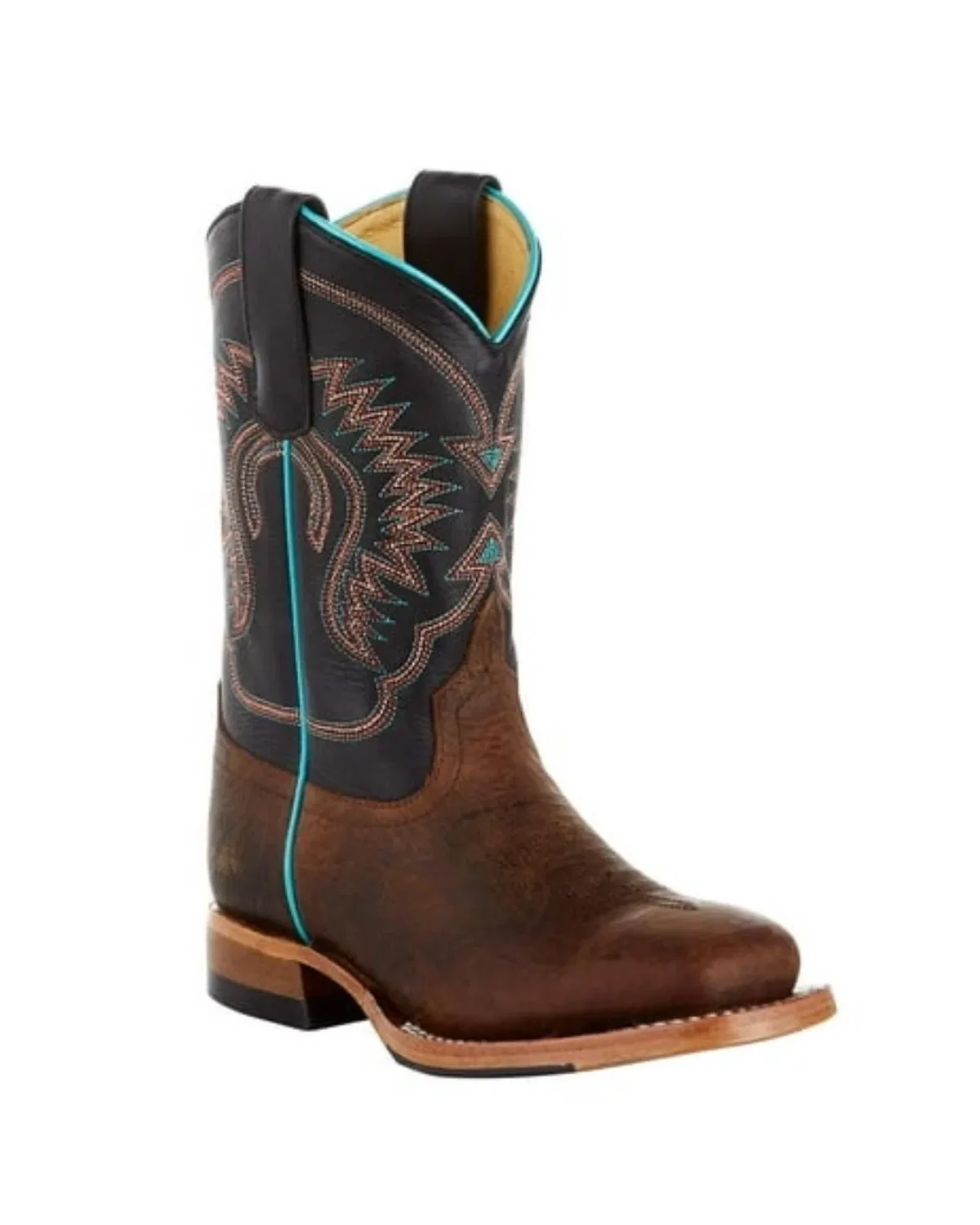 Детские ковбойские сапоги с бирюзовой строчкой Horse Power Boots, Brown With Turquoise Stitching