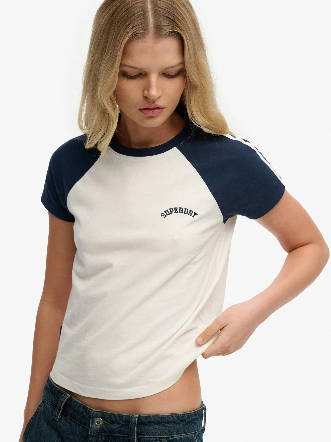 Футболка с принтом Superdry Essential Retro, белый/синий