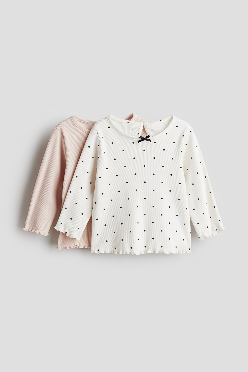 

2 пары рубашек из джерси в рубчик H&M, розовый