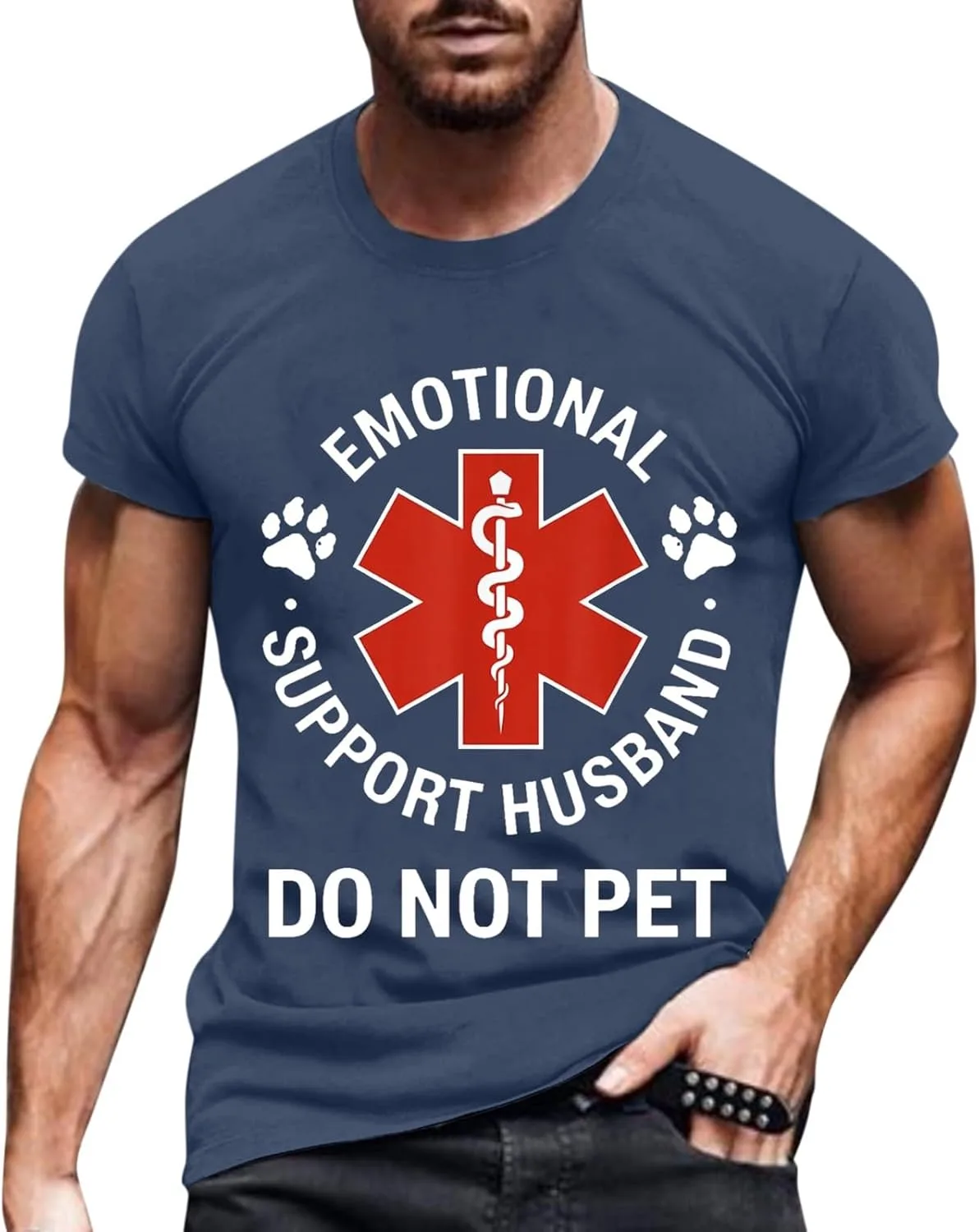 

Футболка Emotional Support Husband для мужчин, оверсайз, короткий рукав