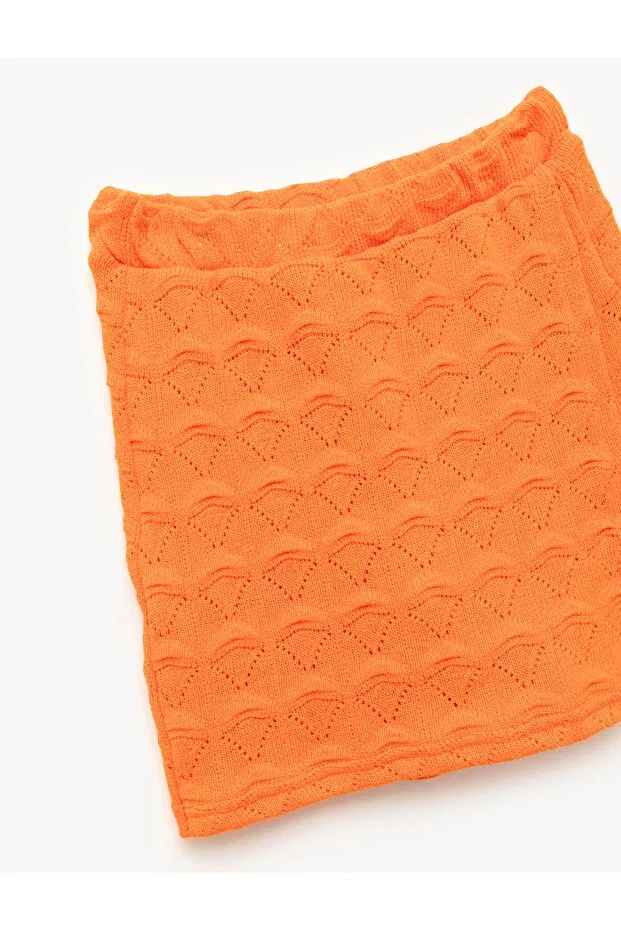 Детские шорты для девочек текстурированные мини-юбка-шорты Koton, Orange — фото 3