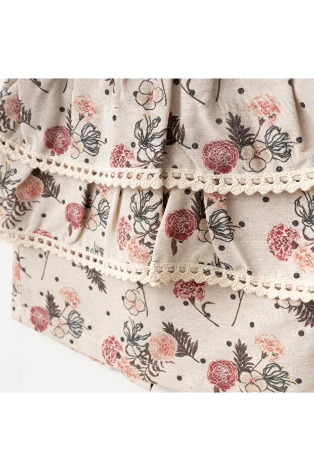 Детское платье для девочек с принтом Rose Print Ruffle Dress For My Baby, Red — фото 3