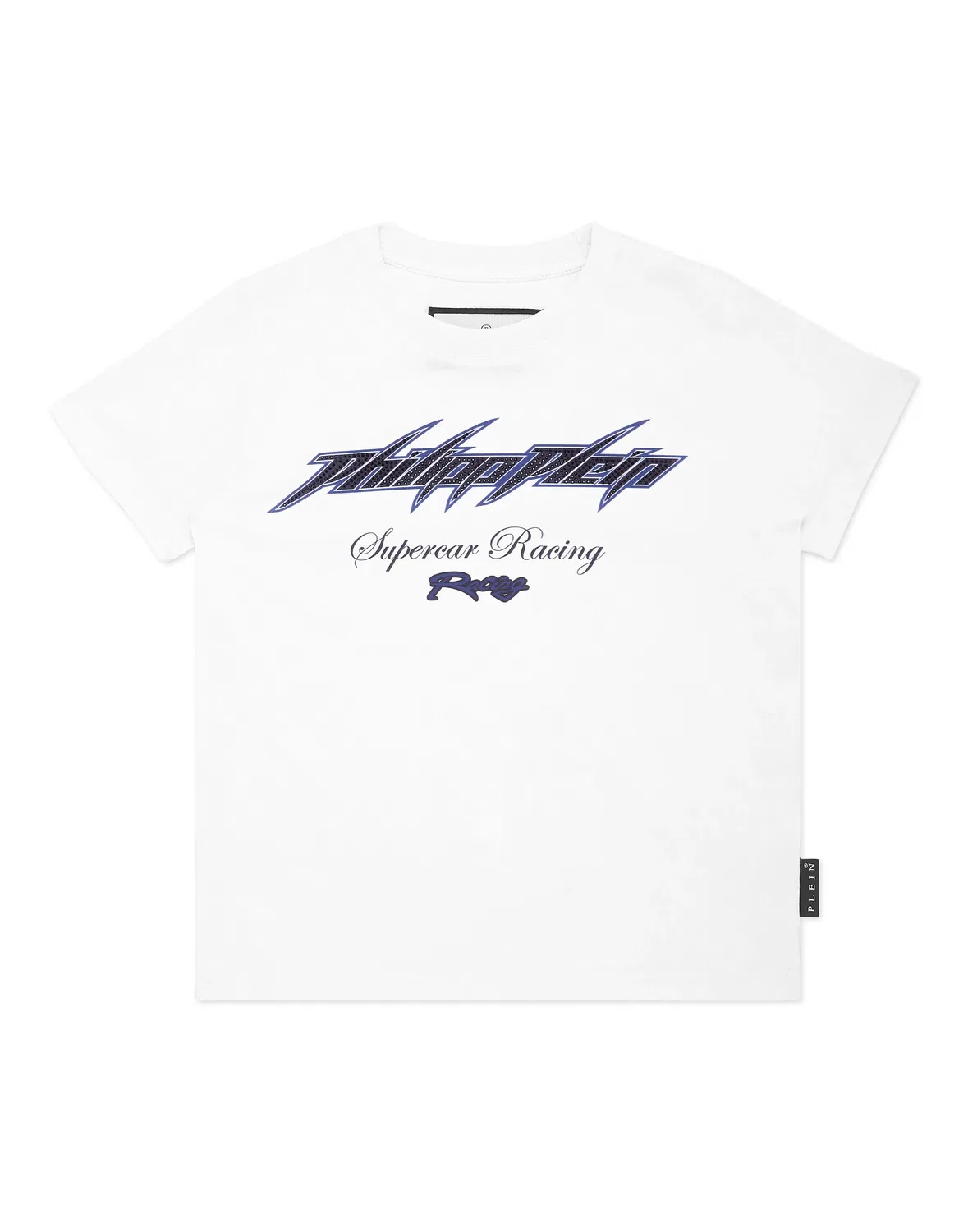 Детская футболка с коротким рукавом с принтом Racing Club PHILIPP PLEIN, White/Middleblue