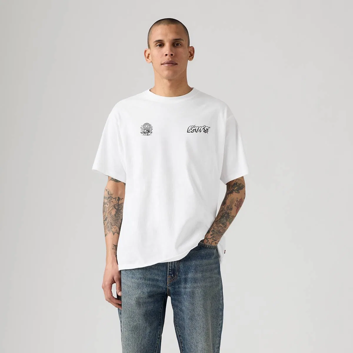 Винтажная футболка с графическим принтом Levi's, Levis Logo Grid White - White — фото 3
