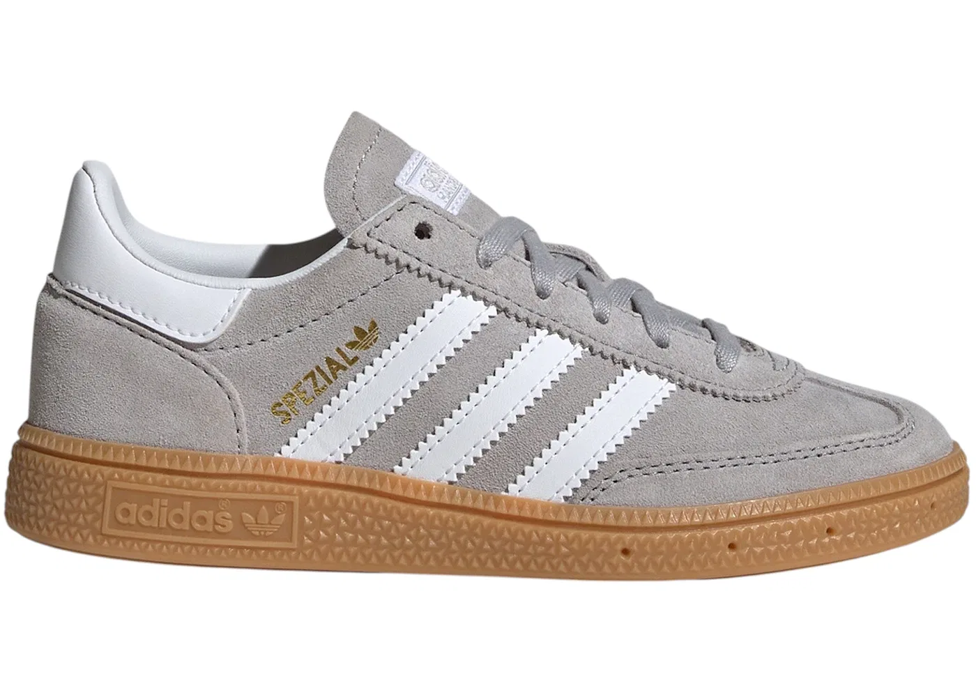Детские кроссовки для мальчиков с замшей Adidas Handball Spezial, Grey Two/Cloud White/Gum