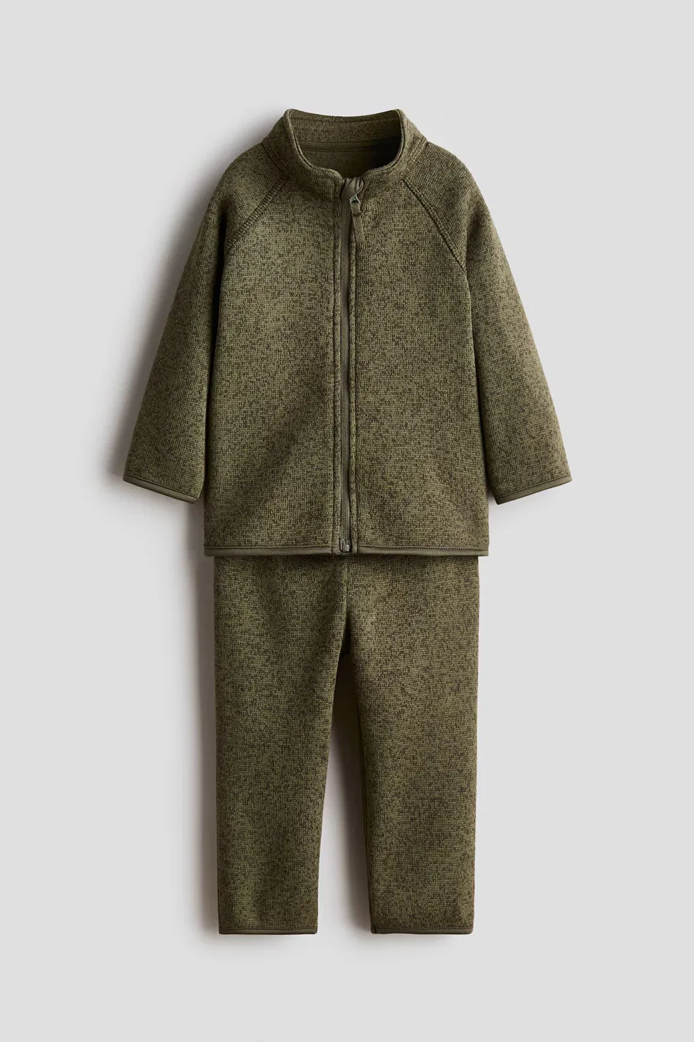 Комплект из двух предметов, изготовленный из вязаного флиса H&M, Khakigrün