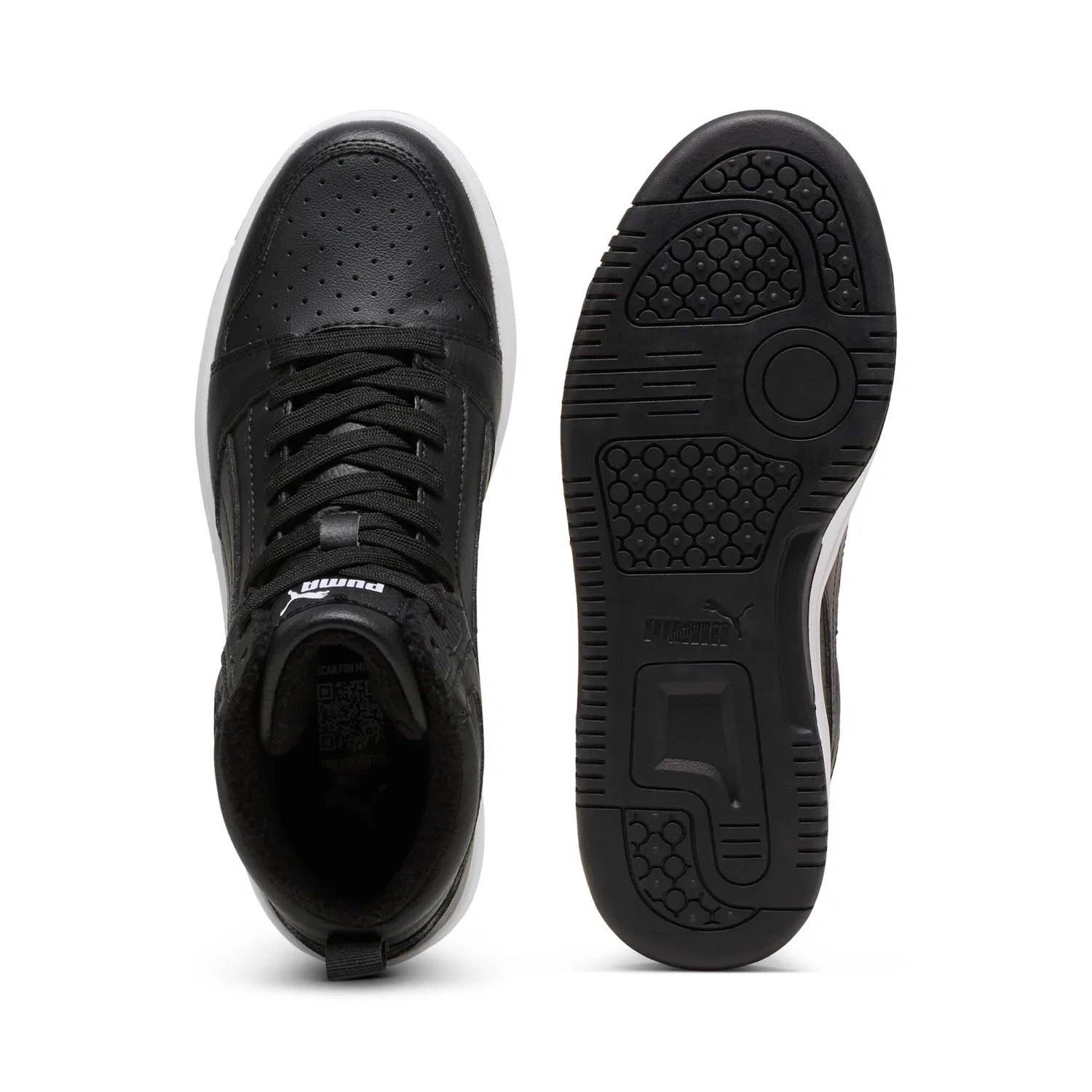 Детские зимние кроссовки с ретро-дизайном Rebound V6 Mid WTR JR PUMA, Black/White — фото 4