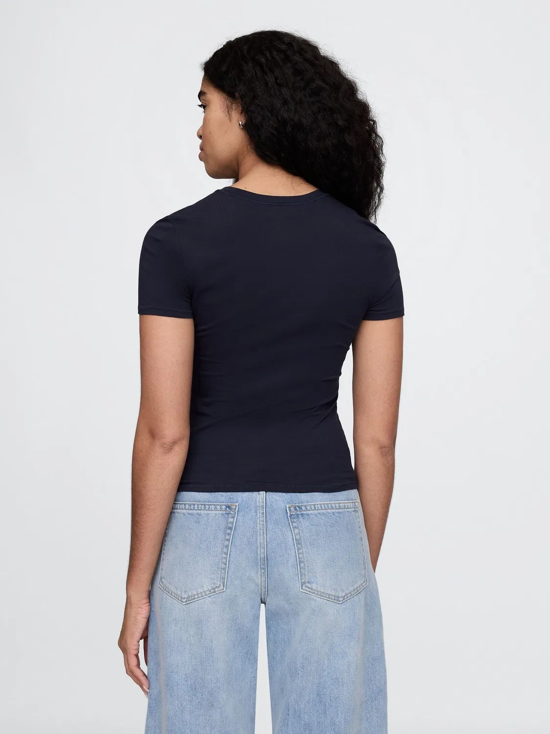 Футболка с коротким рукавом, облегающая Gap CloseKnit, Navy Blue — фото 2