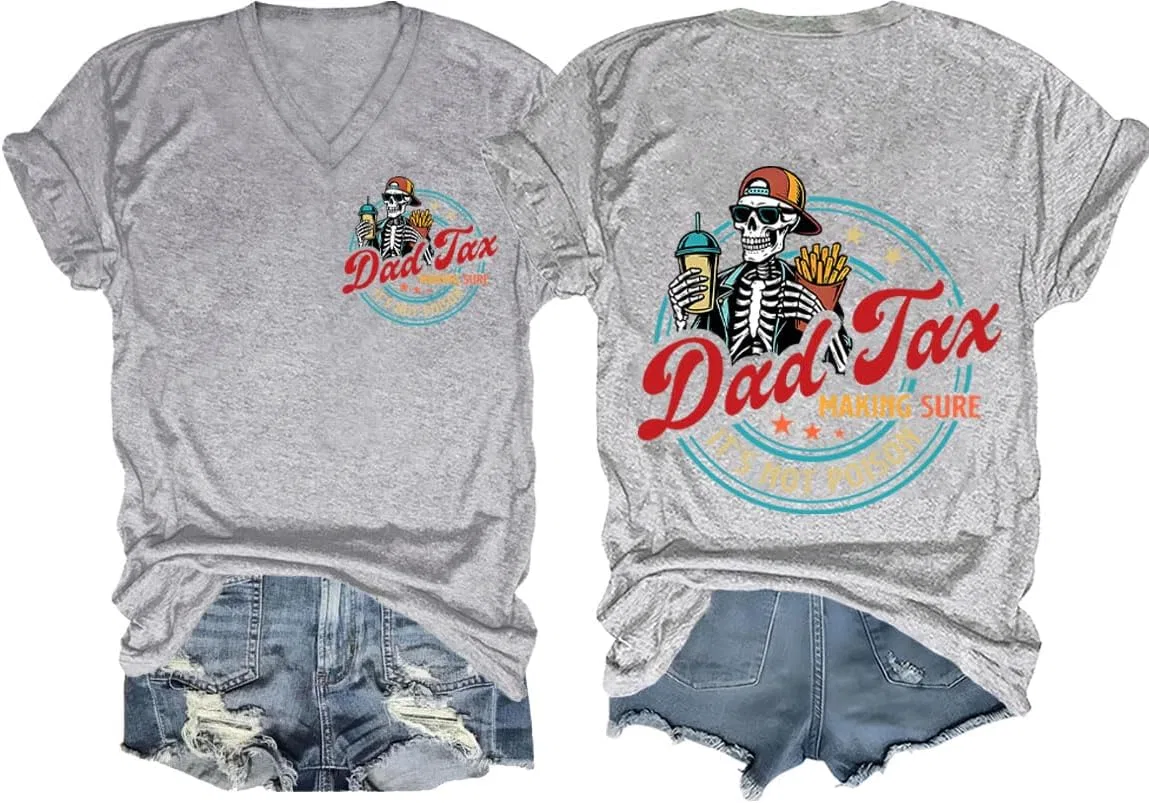 Мужская футболка с принтом Dad Tax Regular Fit V-Neck, Grey