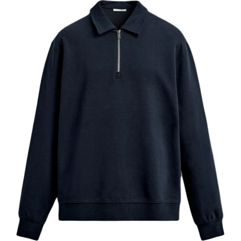 Мужское поло из интерлока с длинным рукавом ZARA, Sea Blue
