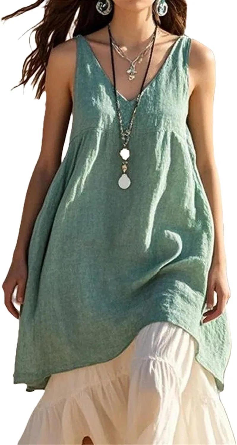 Женское летнее платье миди A-line Sundress, Green