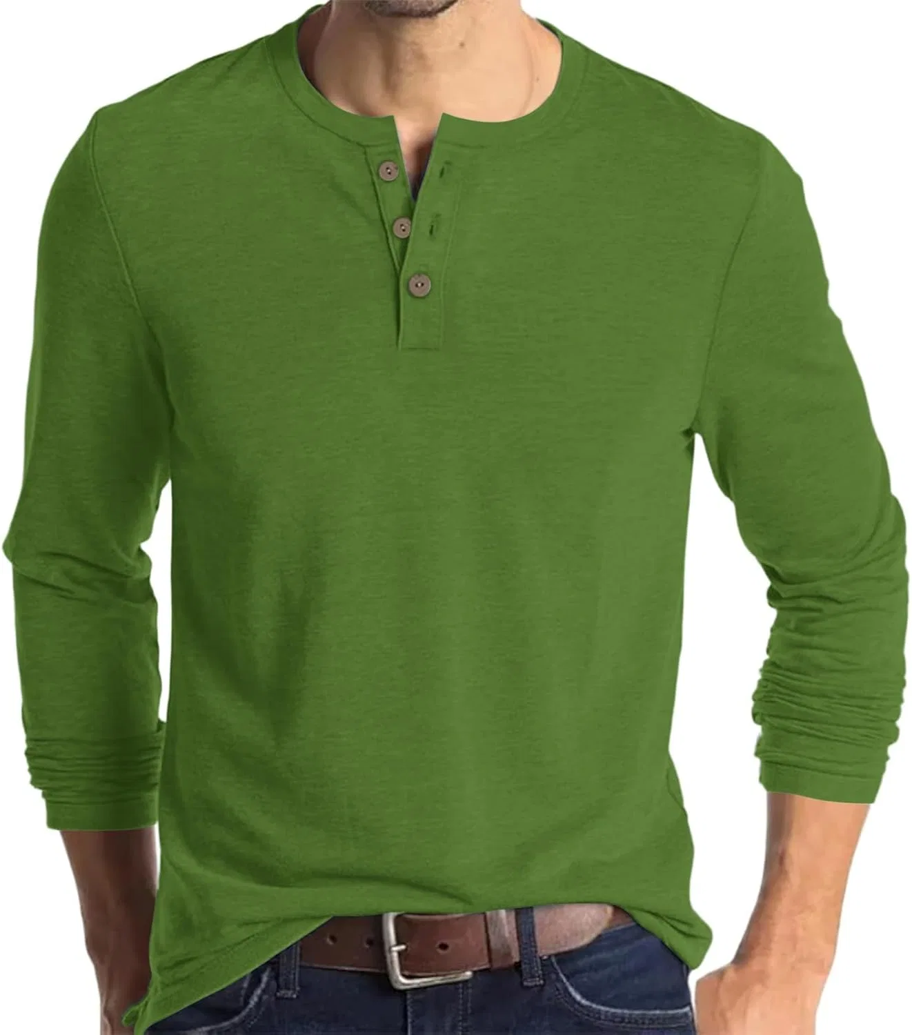 Мужская футболка поло с воротником-хенли Summer Shirts, Green