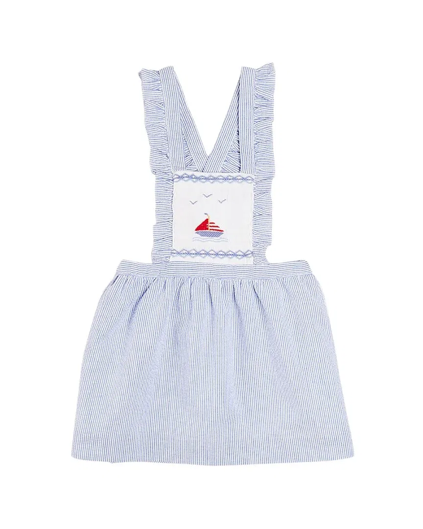 Детская юбка с вышивкой в морском стиле Nautical Striped Boat Pepa London, синий