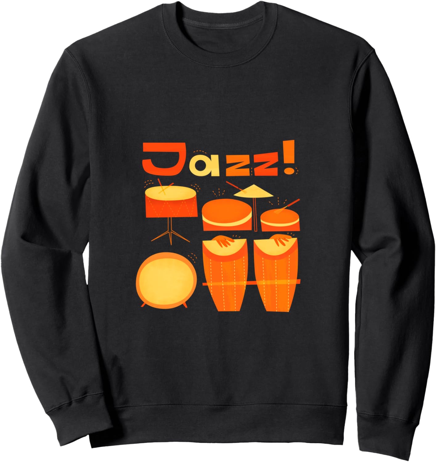 

Винтажная футболка с изображением джазовых барабанов - джазовая толстовка, черная Retro Jazz Music Design