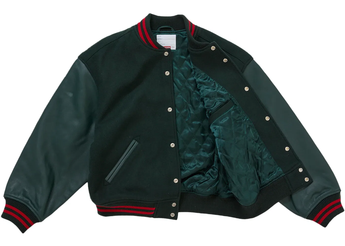 Мужская куртка с принтом Cross Varsity Jacket Supreme, Dark Green — фото 2