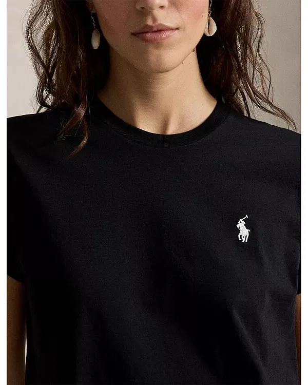 Женская футболка с круглым вырезом Classic Fit Cotton Jersey Crewneck Tee Ralph Lauren, черный — фото 4