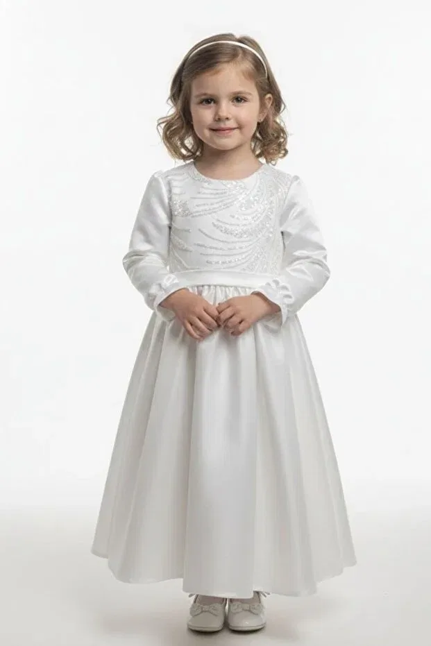 Детское платье для девочек с вышивкой Tangül&Ali'S Moda Evi, White