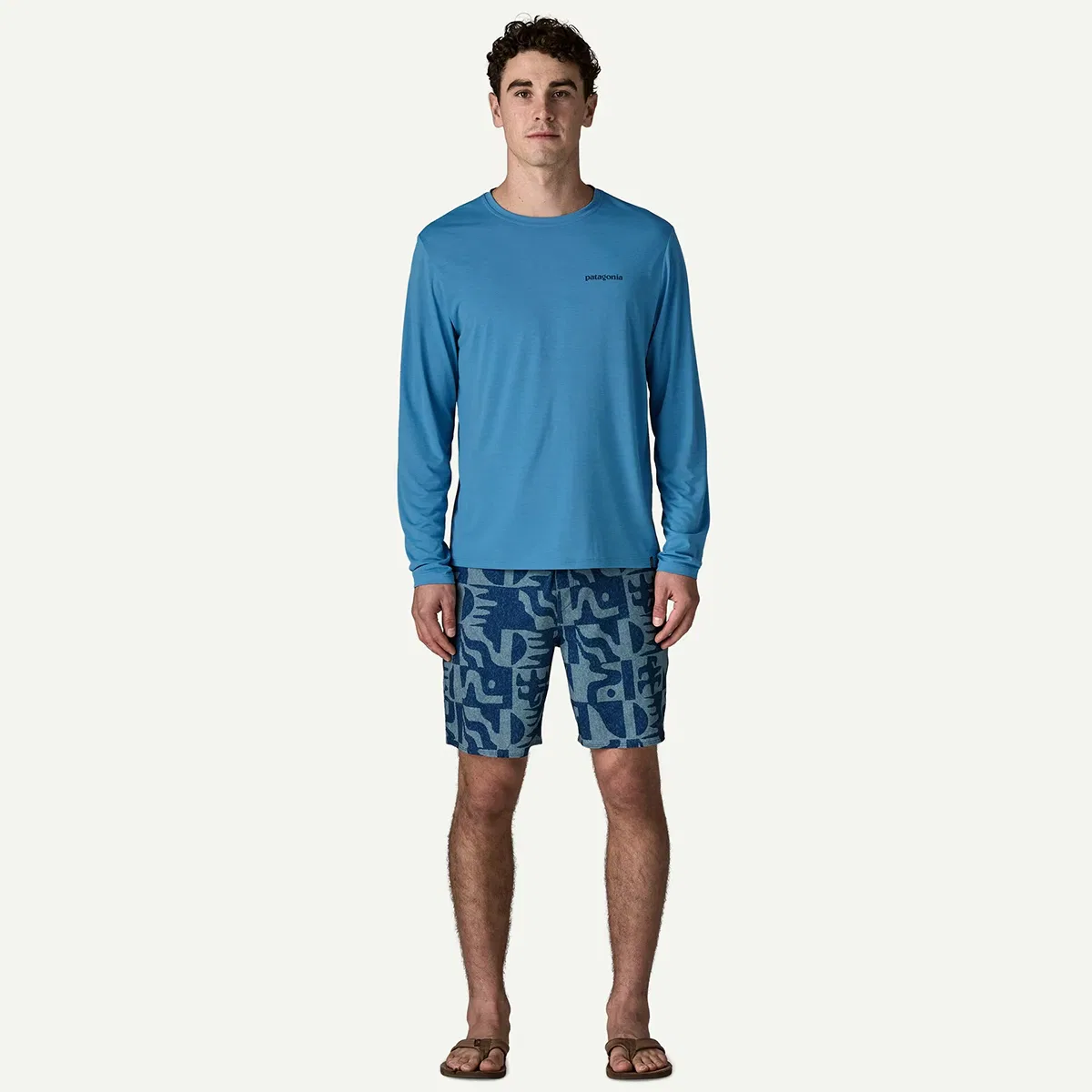 Мужская футболка с длинным рукавом с принтом Boardshort Logo Patagonia, Shore Blue/Light Shore Blue X-Dye — фото 2