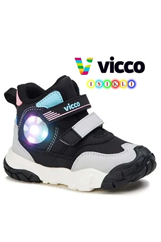 Детские ботинки для девочек ортопедические Vicco, Black-Pink