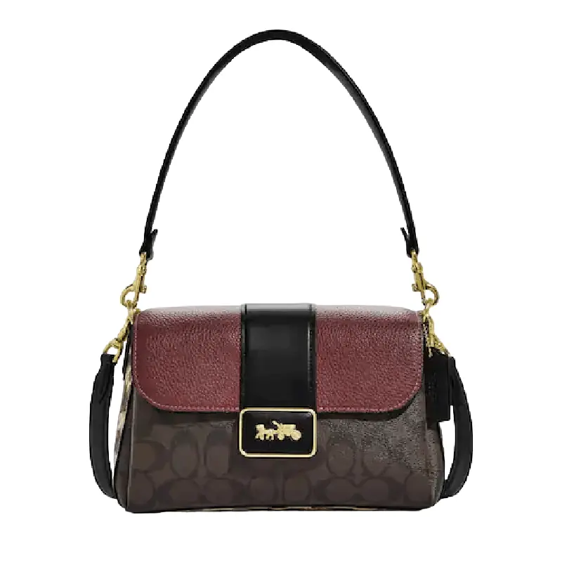 

Сумка Coach Grace Shoulder Bags In Signature Canvas, черный/коричневый
