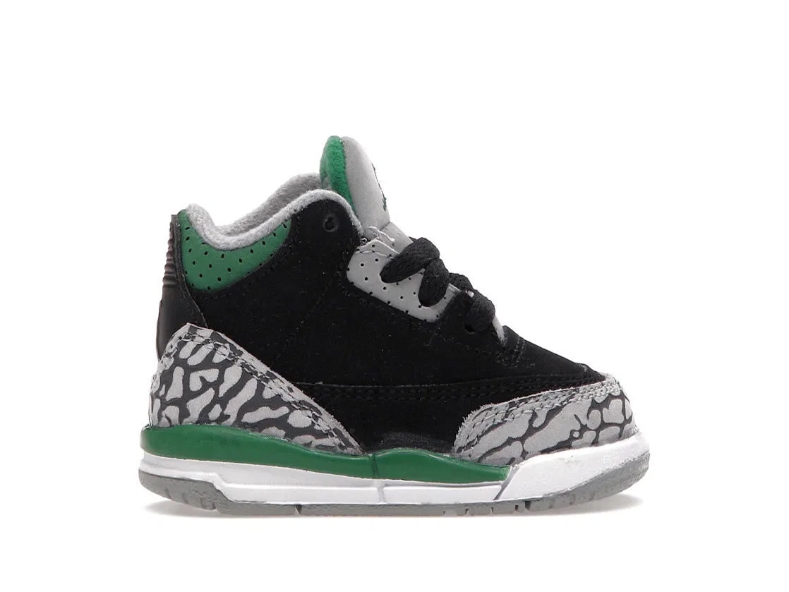 Детские кроссовки Lifestyle с принтом Jordan 3 Retro Jordan, Black/Silver/White/Pine Green