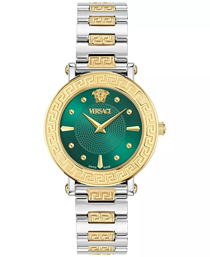 

Женские наручные часы Swiss Greca Sphere с двухцветным браслетом из нержавеющей стали, 35 мм Versace
