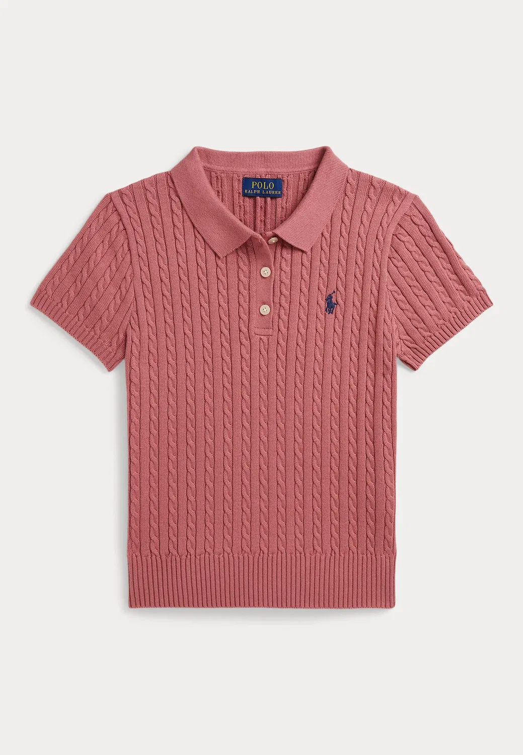 Хлопковый поло-свитер Mini-Cable, размер 7-14 лет - рубашка поло Polo Ralph Lauren, Pink