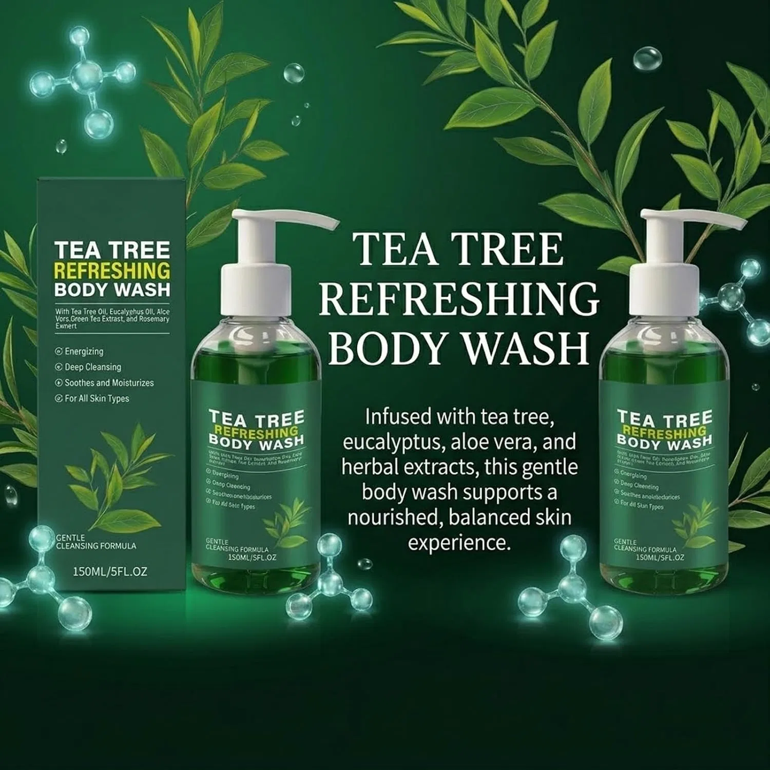 Гель для душа Tea Tree освежающий, 150 мл, SHEHABOR, 3 шт — фото 2
