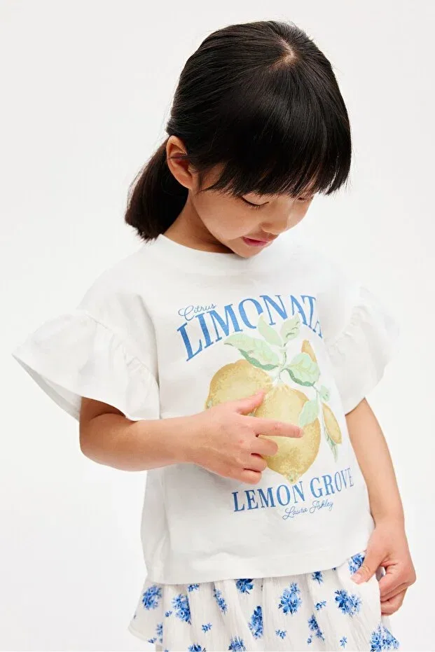 Детская футболка с принтом H&M, White/Lemons