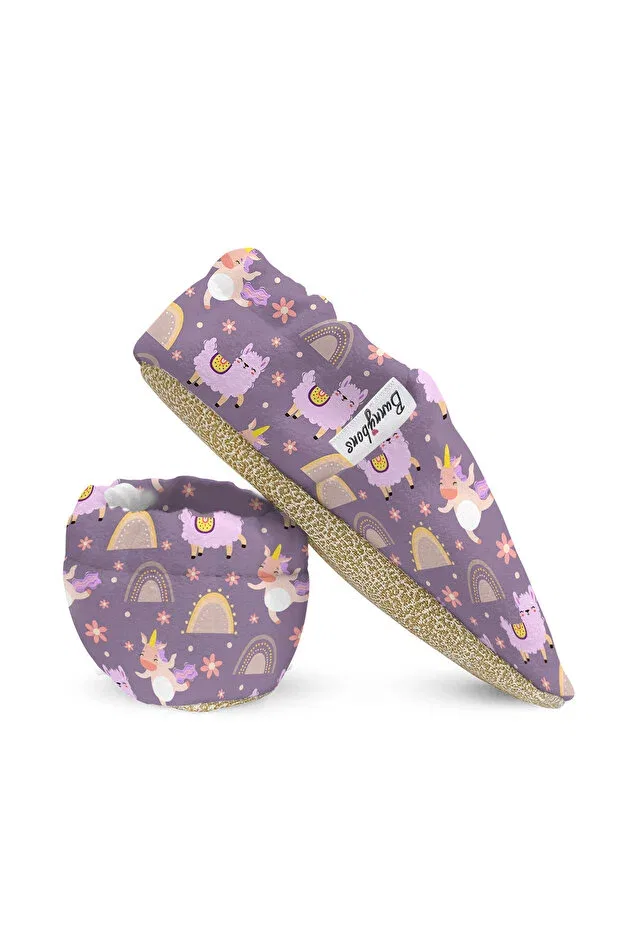 Детские пинетки для девочек с принтом Lilac Unicorn Bunnybons, Lila Unicorn