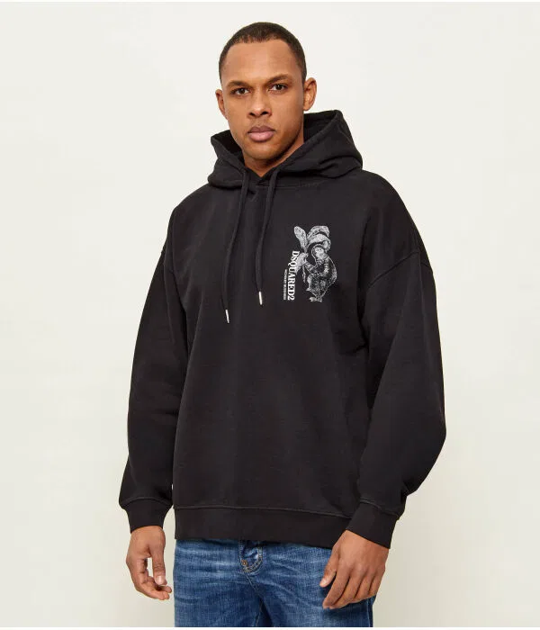 Мужская толстовка с капюшоном Relaxed Fit Dsquared2, черный