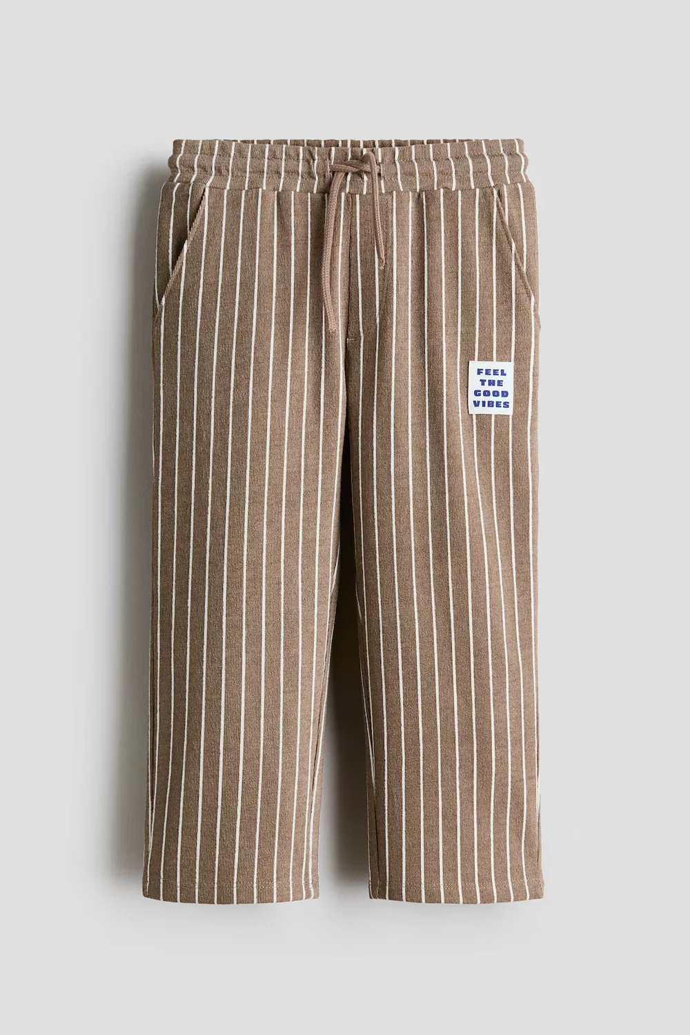 Брюки на шнуровке из фактурного трикотажа H&M, Dunkles Mattbeige/Gestreift