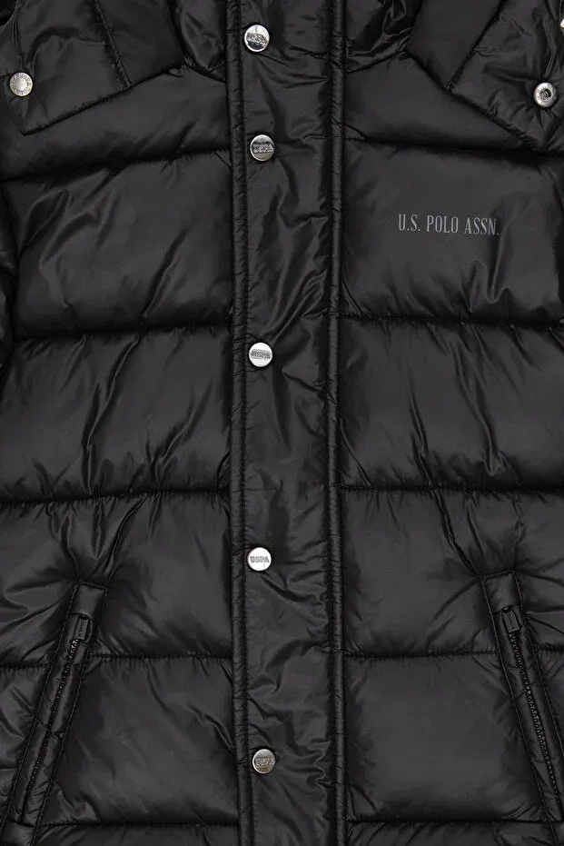 Детское пальто для девочек с длинным рукавом U.S. Polo Assn., Black — фото 3