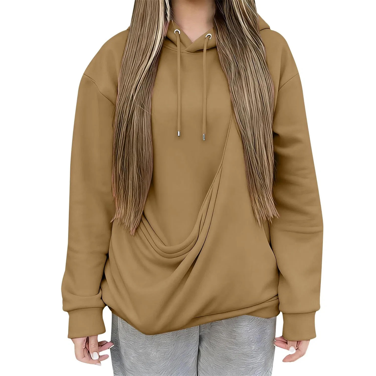 Женский худи с карманом-кенгуру Cat Hoodie, brown — фото 4