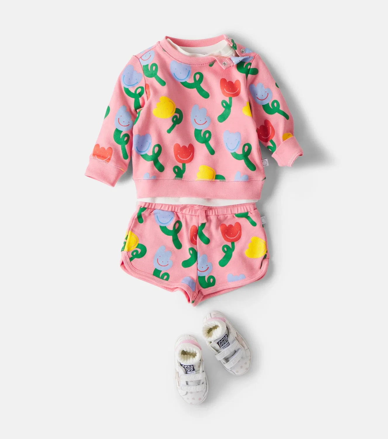 Комплект из свитшота и шорт хлопковый Stella Mccartney Kids, розовый — фото 2