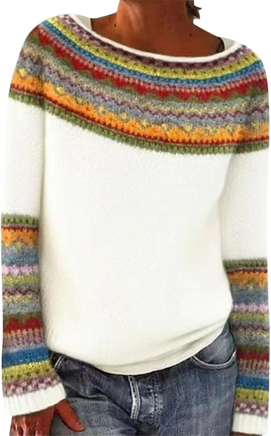 Женский свитер с принтом Fair Isle, белый