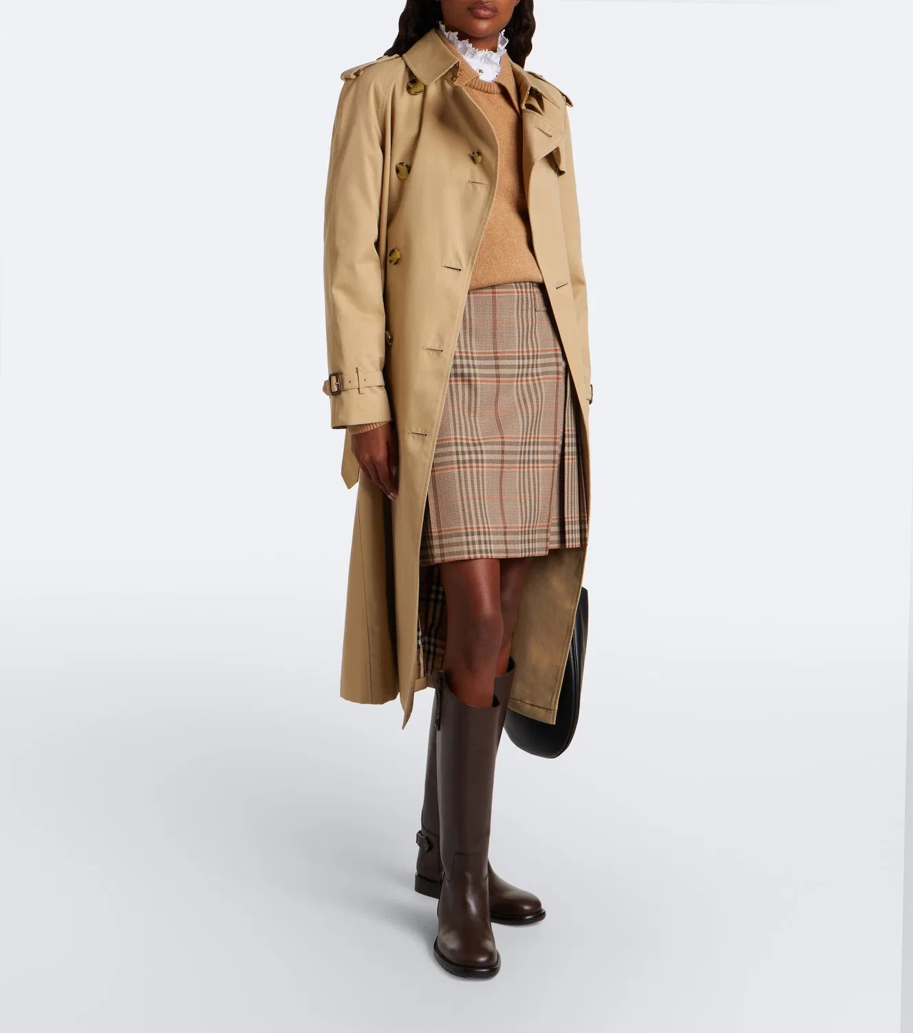 Мини-юбка в клетку из шерсти Burberry, бежевый — фото 2