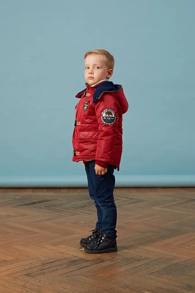 Детское пальто для девочек с капюшоном Men Anorak, Burgundy — фото 2