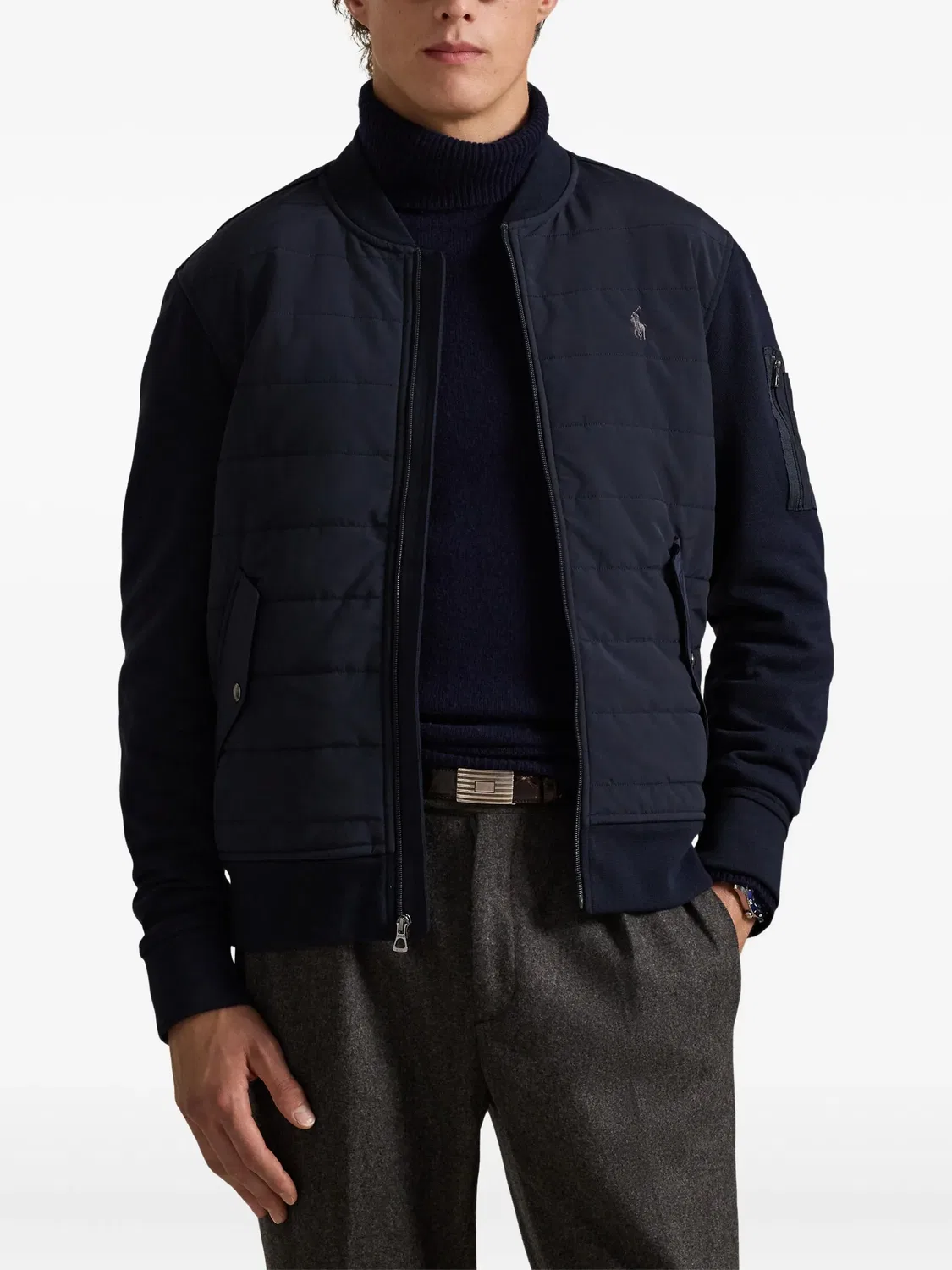 Стеганая бомбер-куртка синяя Polo Ralph Lauren, синий — фото 4